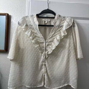 Elegant Cream Ruffled Women's Top